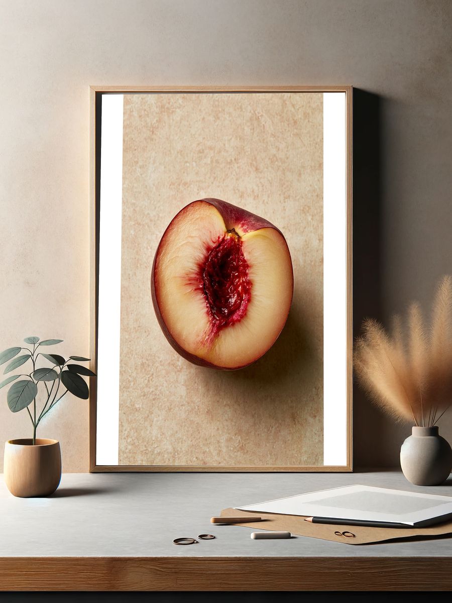 Ripe Peach Still Life Poster. — room view 2
