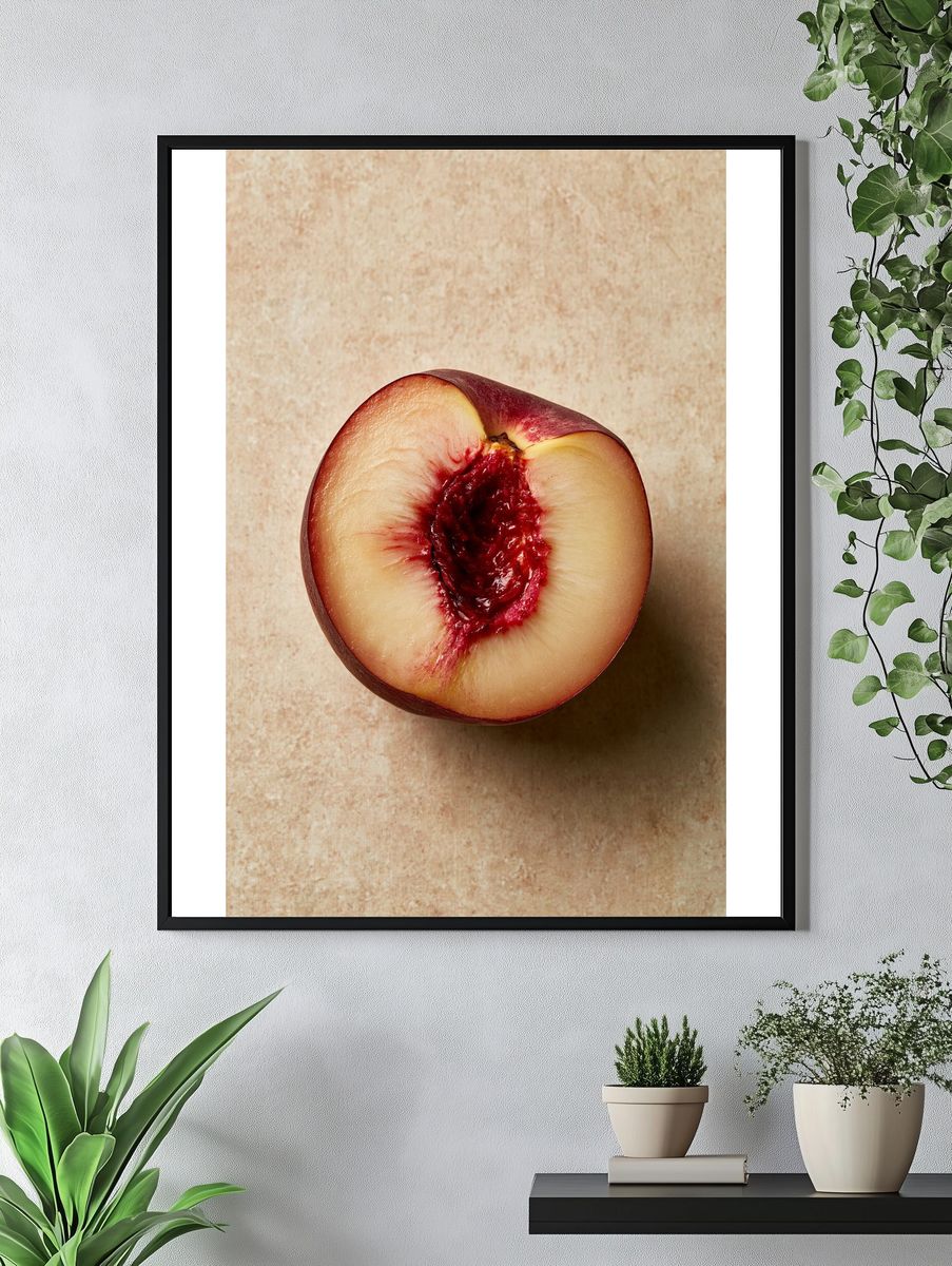 Ripe Peach Still Life Poster. — room view 4