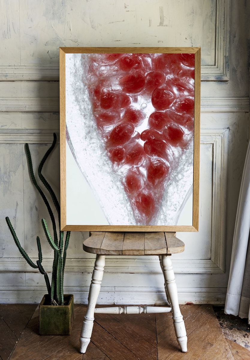 Pomegranate Ice Macro Photography Poster. room preview