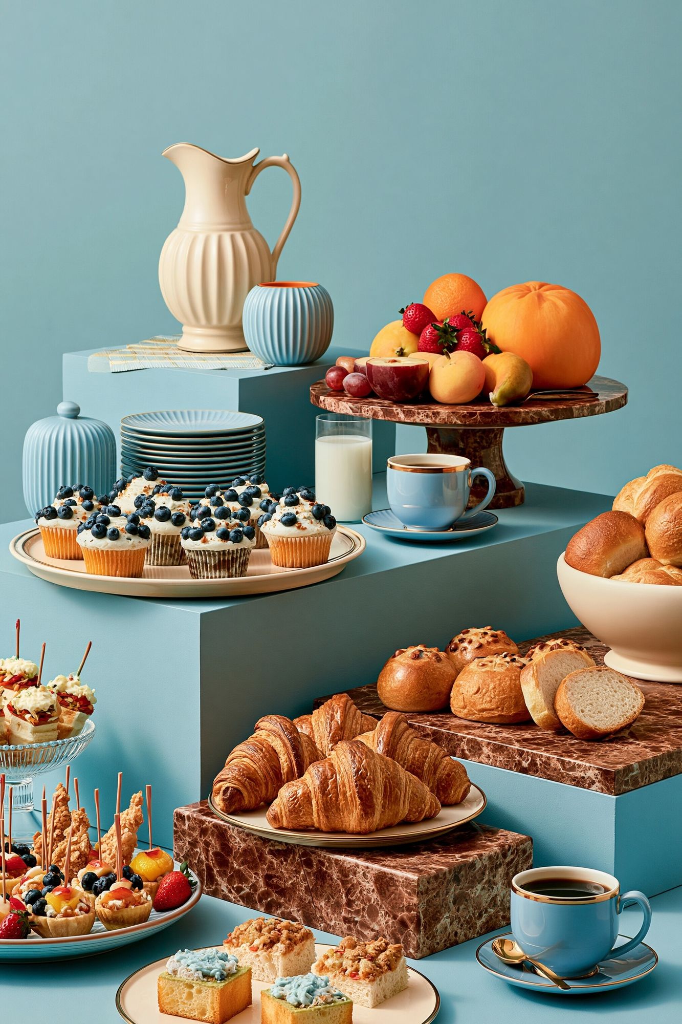 Pastel Breakfast Still Life Poster. poster detail