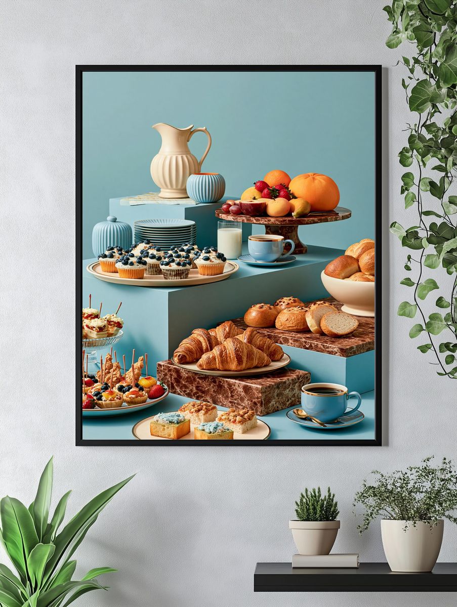Pastel Breakfast Still Life Poster. — room view 4