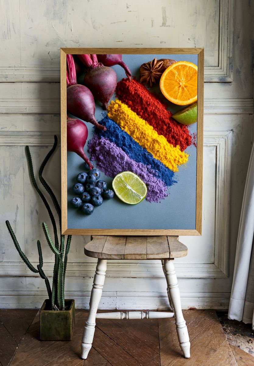 Rainbow Produce Still Life Poster. — room view 1
