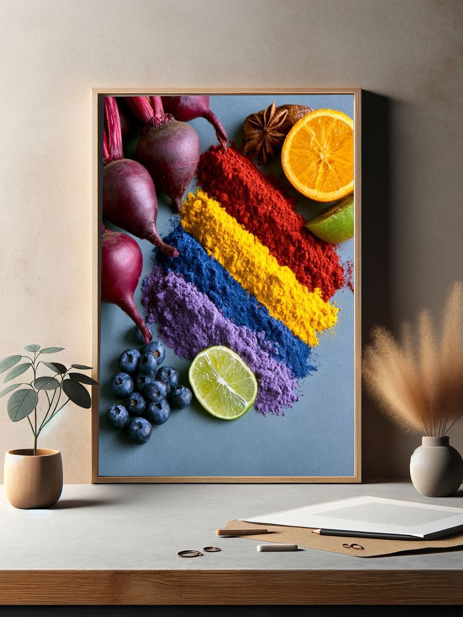 Rainbow Produce Still Life Poster. — room view 2