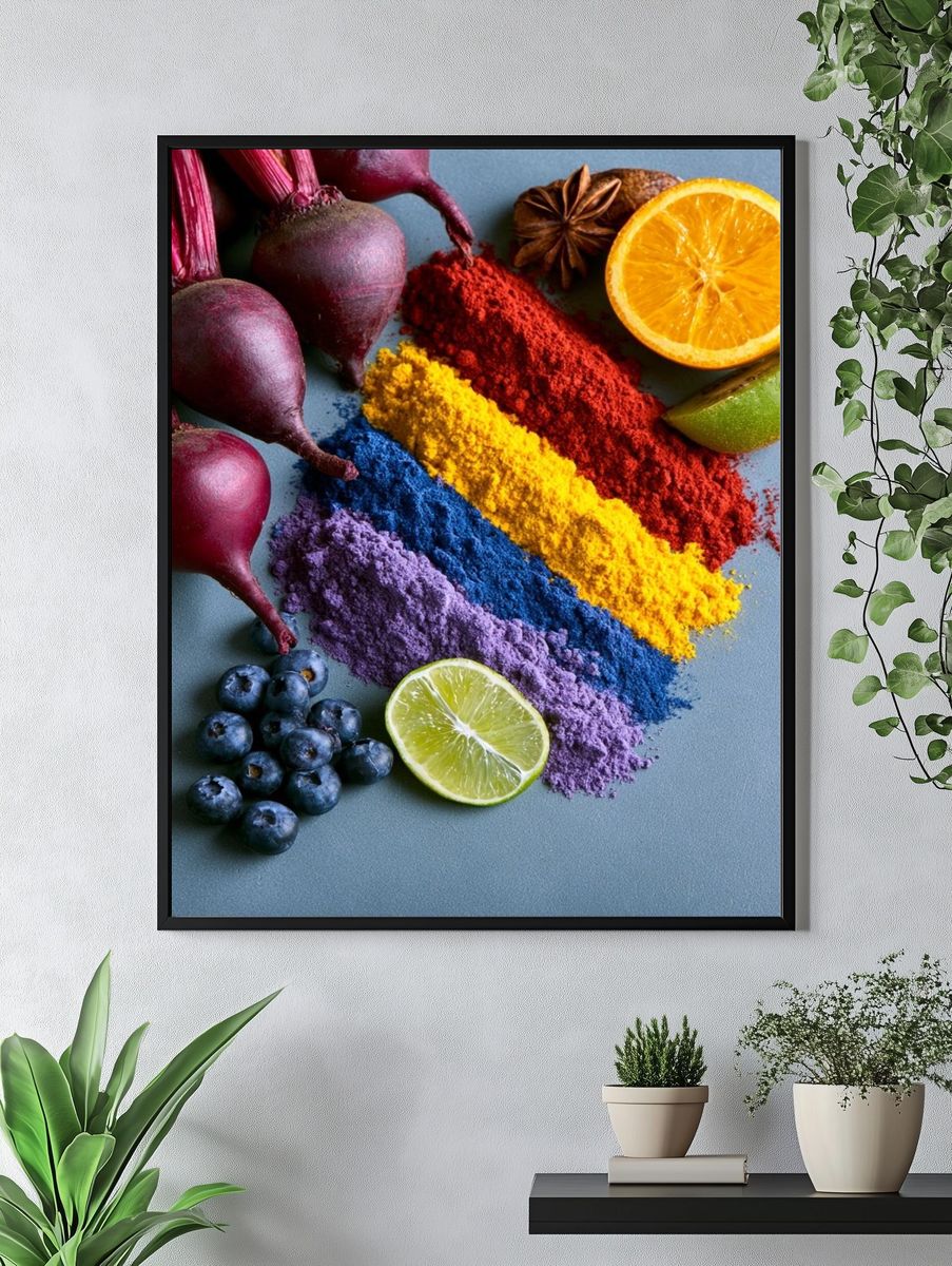 Rainbow Produce Still Life Poster. — room view 4