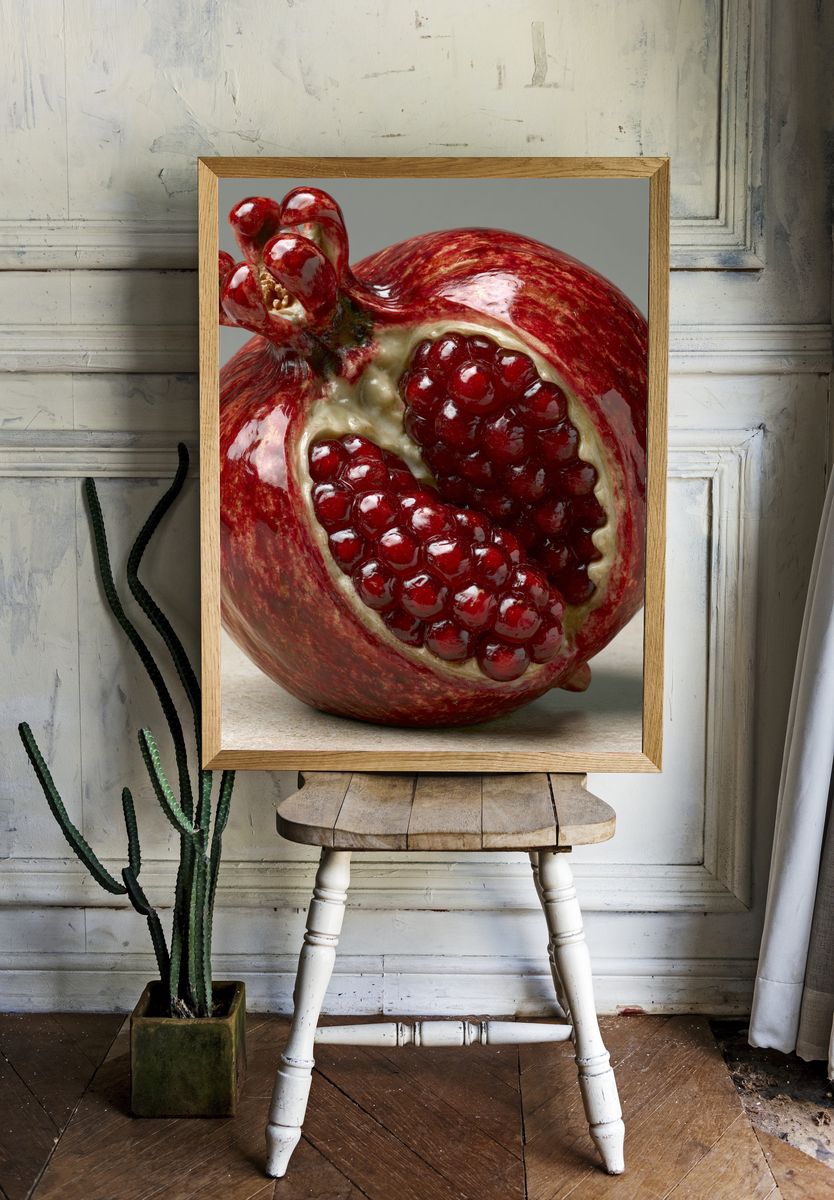 Pomegranate Still Life Photography Poster. — room view 1