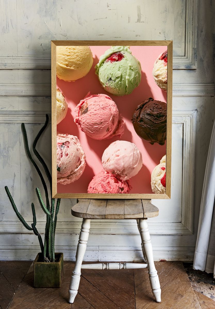 Ice Cream Scoops Food Photography Poster. room preview