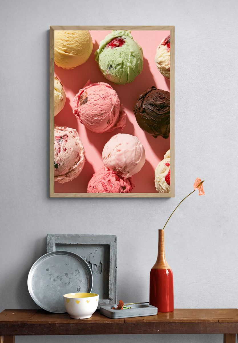 Ice Cream Scoops Food Photography Poster. — room view 3