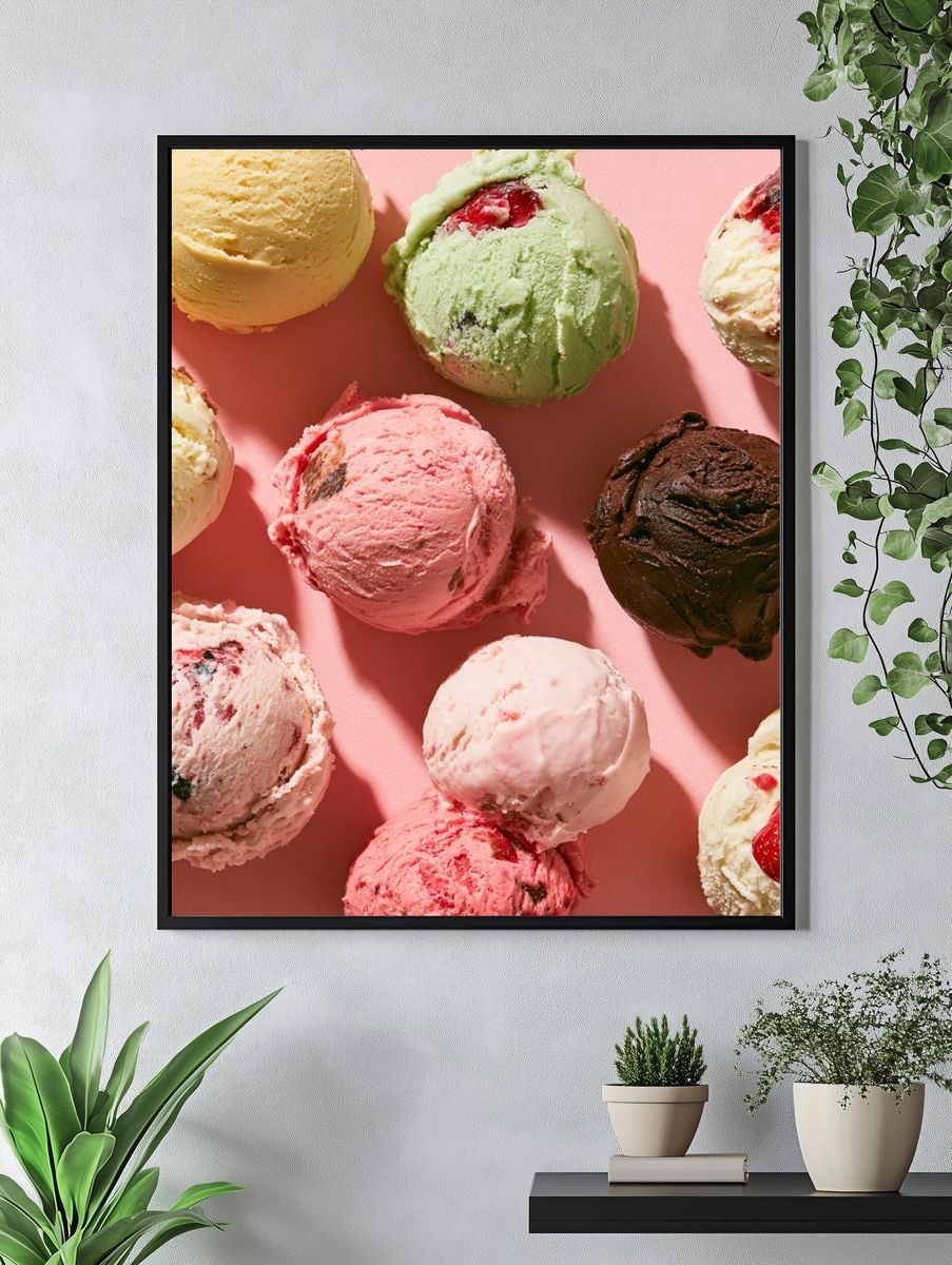 Ice Cream Scoops Food Photography Poster. — room view 4
