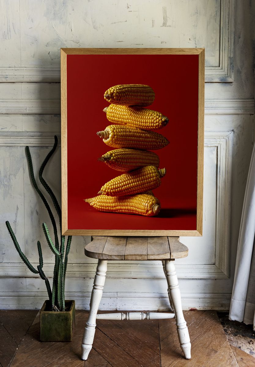 Stacked Corn Still Life Poster. — room view 1