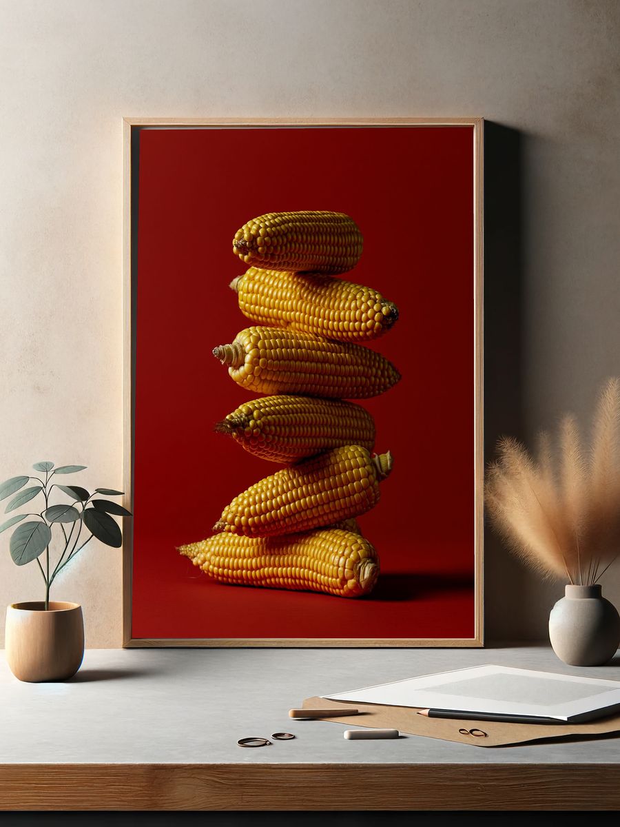Stacked Corn Still Life Poster. — room view 2