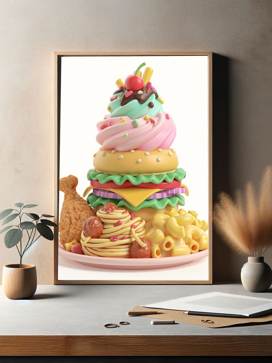 Candy Food Stack Illustration Poster. — room view 2