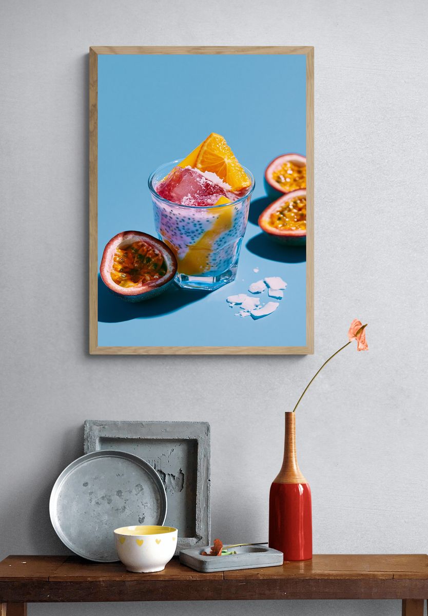 Tropical Fruit Dessert Photography Poster. — room view 3