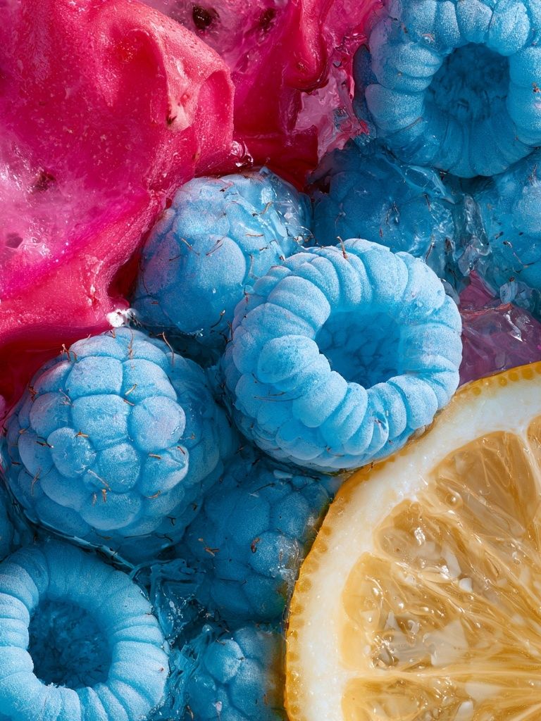 Neon Fruit Still Life Poster. poster detail