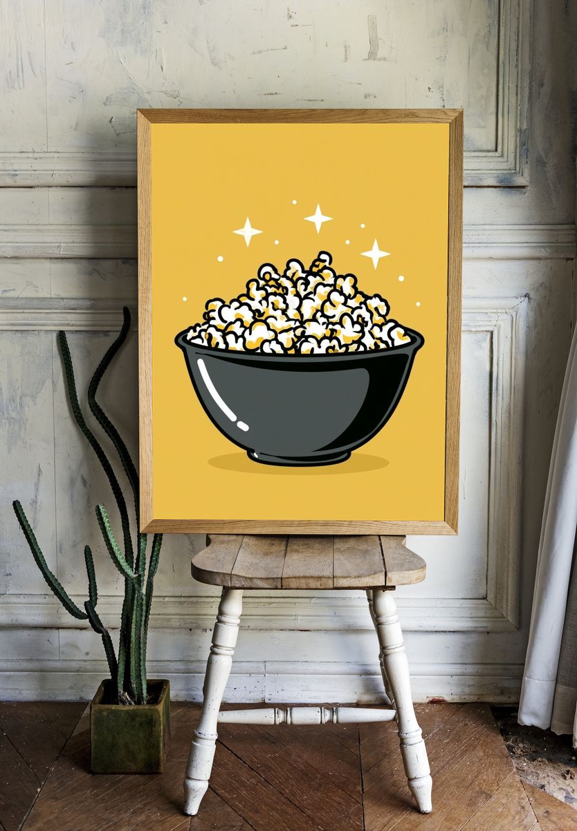 Popcorn Bowl Illustration Poster. room preview