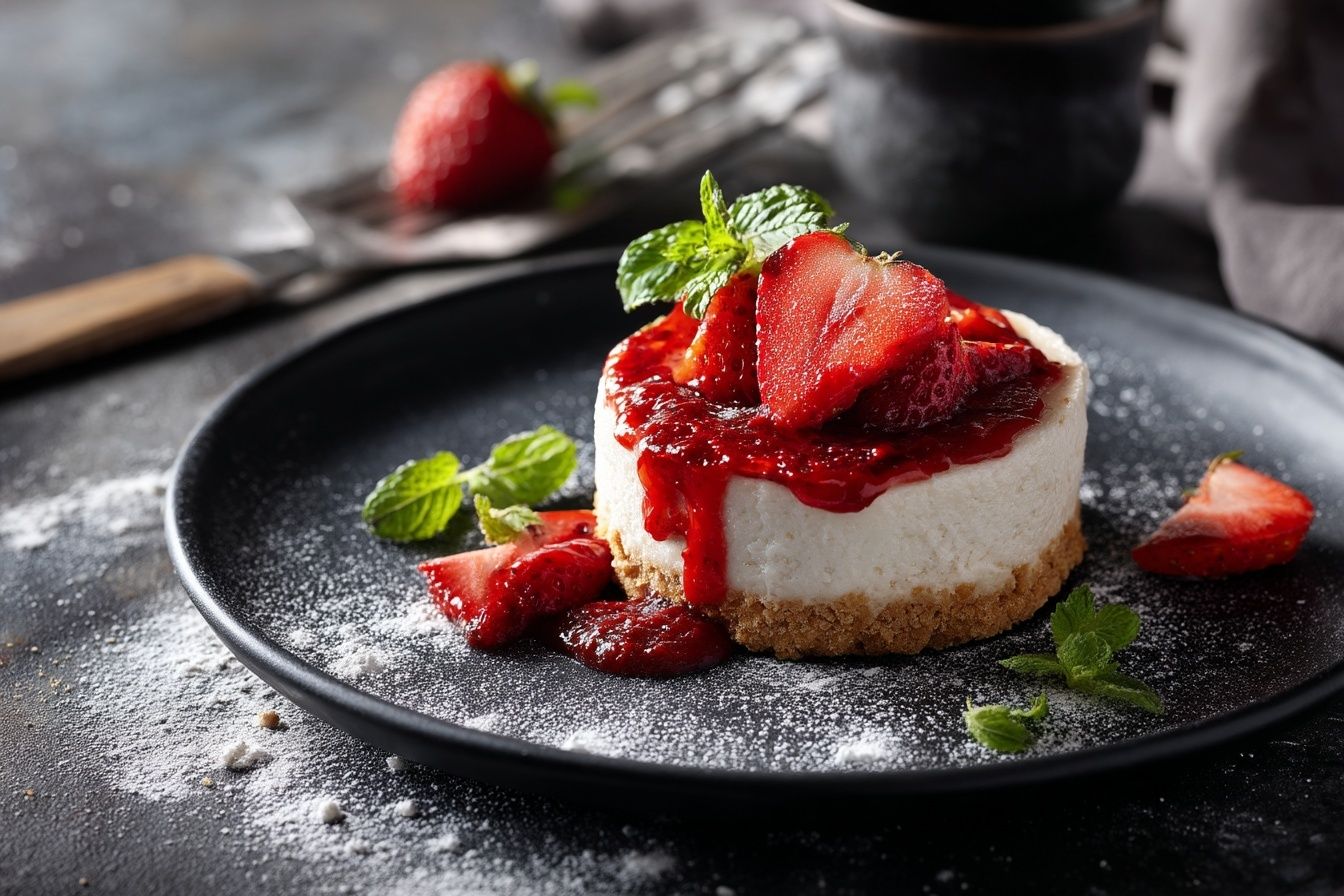 Strawberry Cheesecake Food Photography Poster. poster — food-drink art