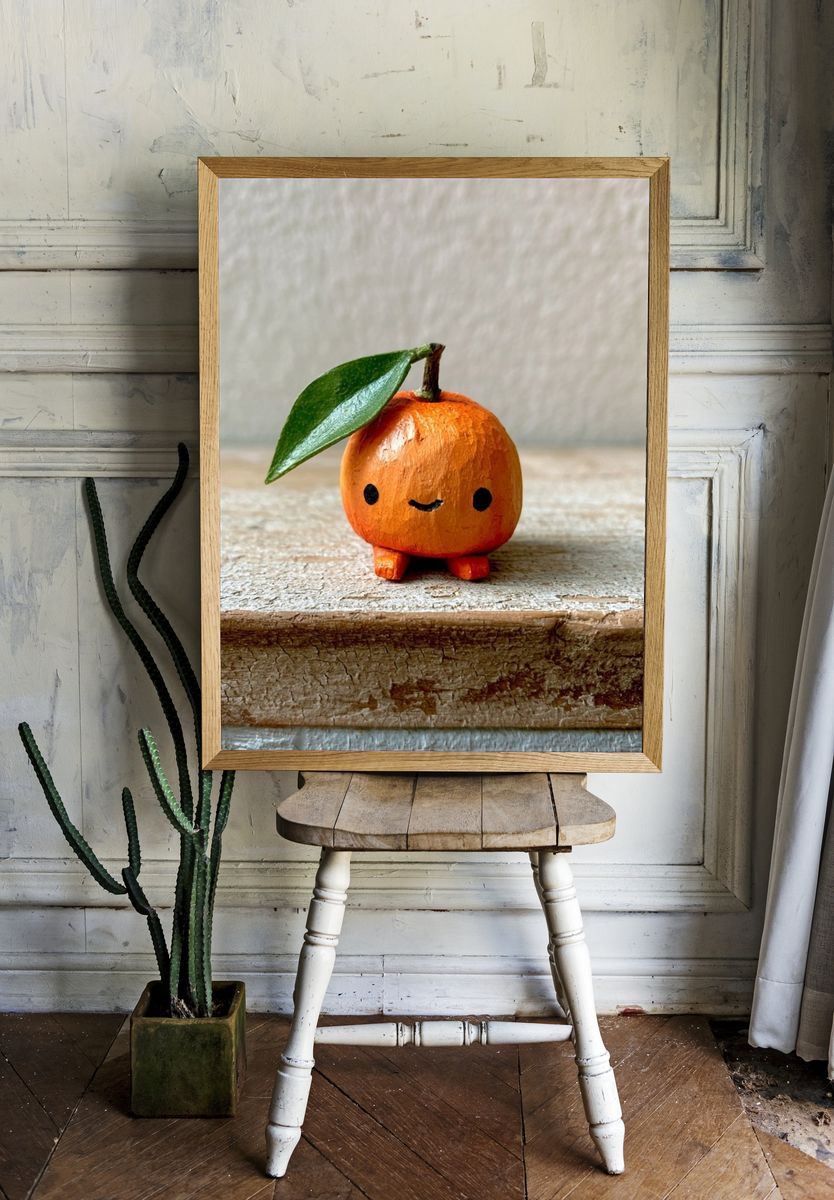 Cute Orange Fruit Photography Poster. — room view 1