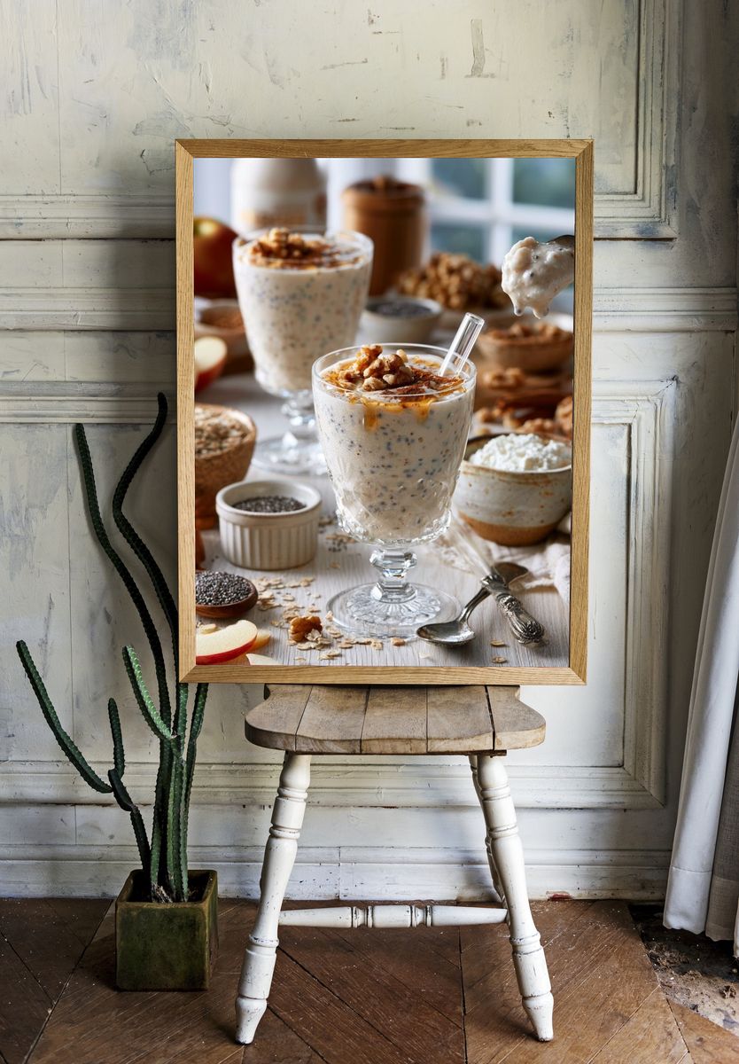 Apple Chia Breakfast Still Life Print. — room view 1
