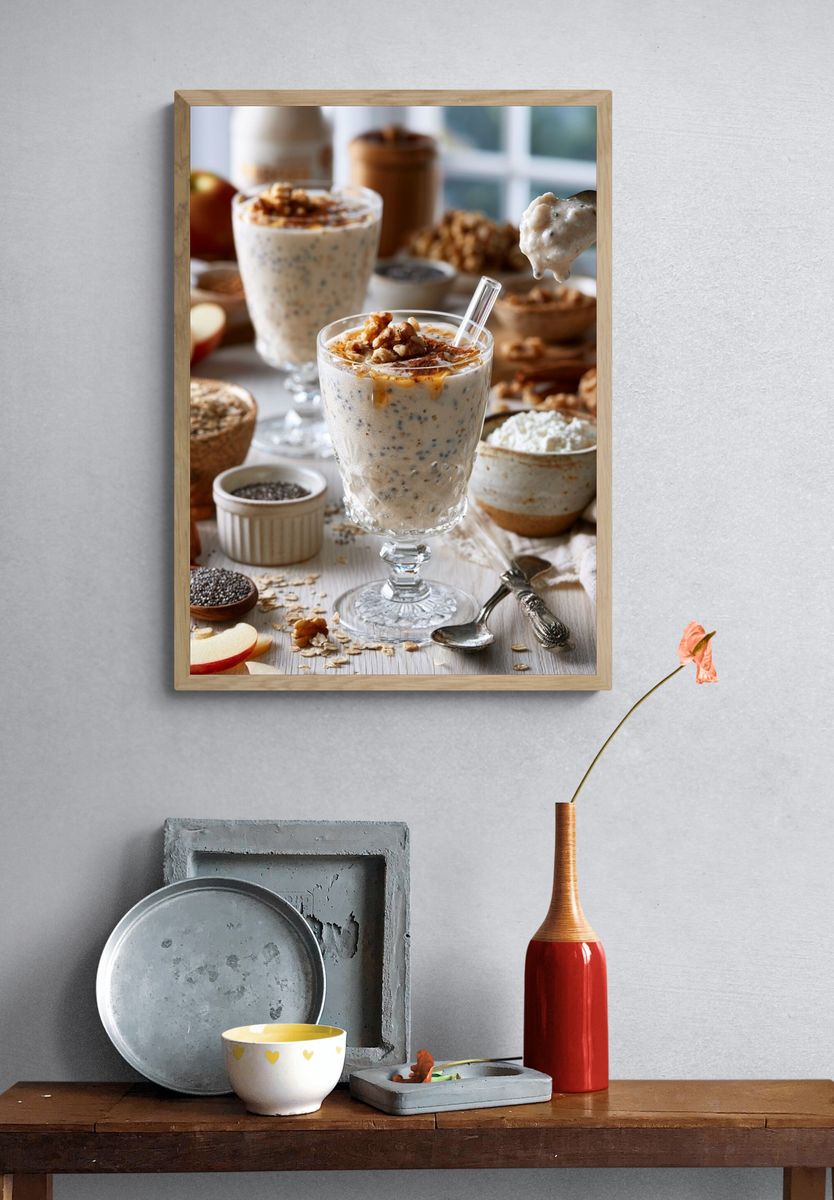 Apple Chia Breakfast Still Life Print. — room view 3
