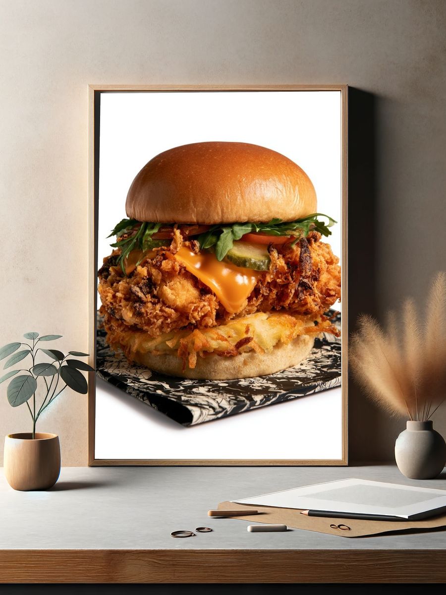 Crispy Chicken Burger Print. — room view 2