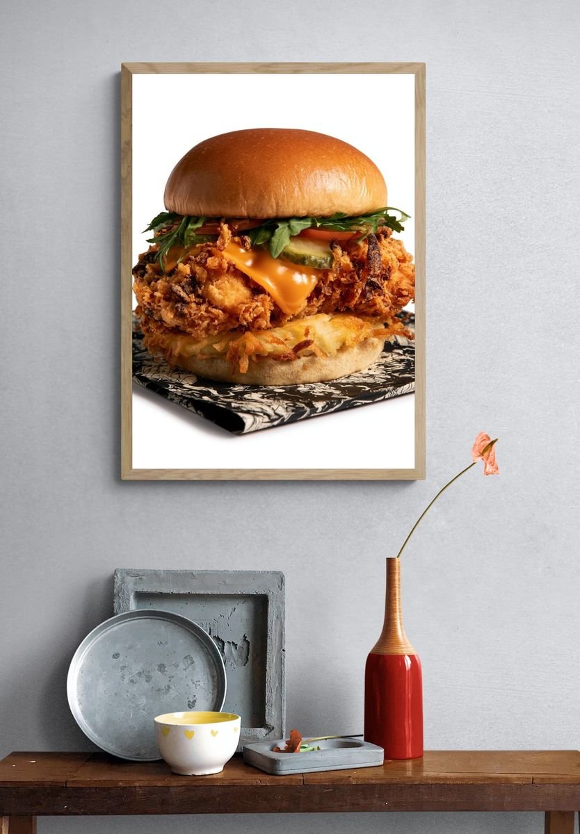 Crispy Chicken Burger Print. — room view 3