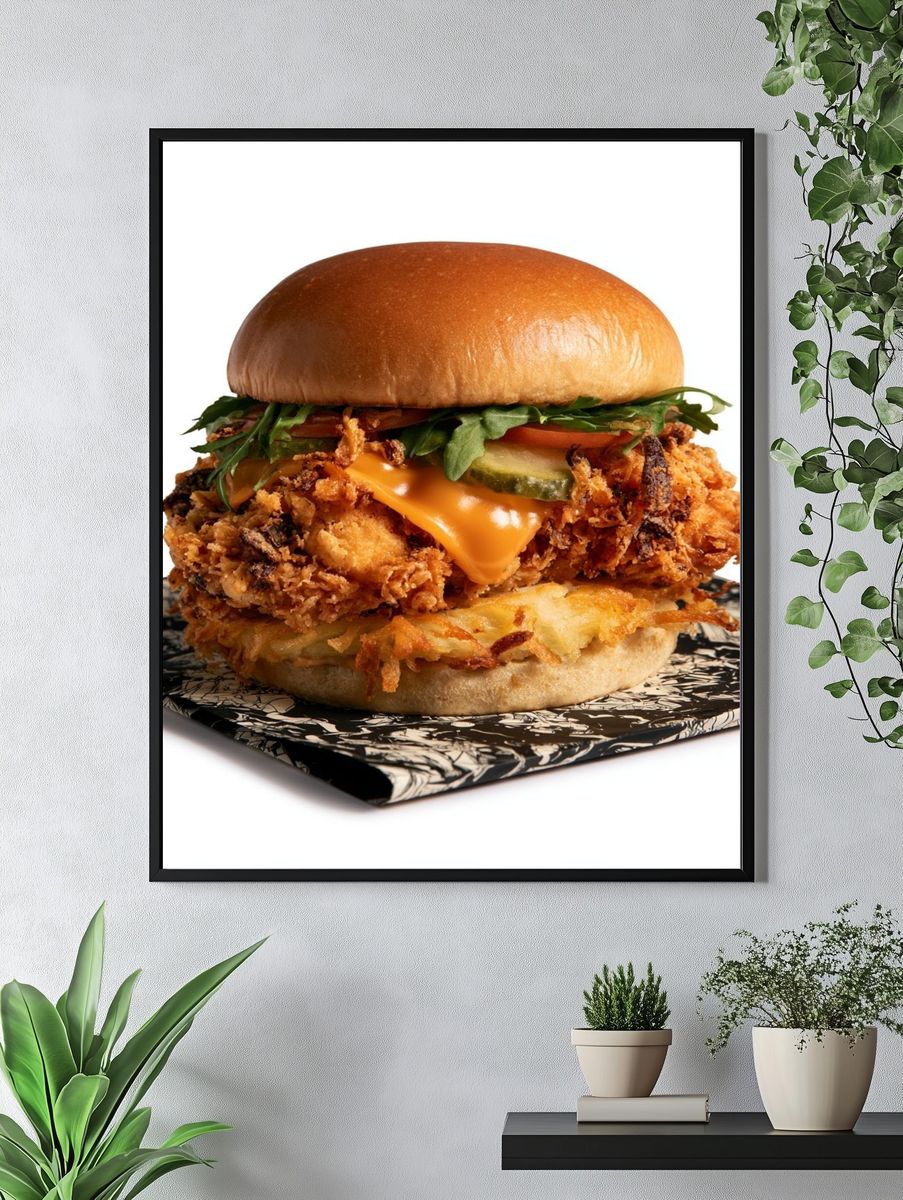Crispy Chicken Burger Print. — room view 4