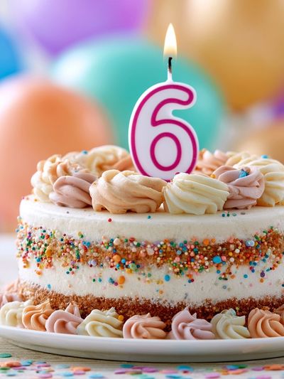 Birthday Cake with Number 6 Print. poster