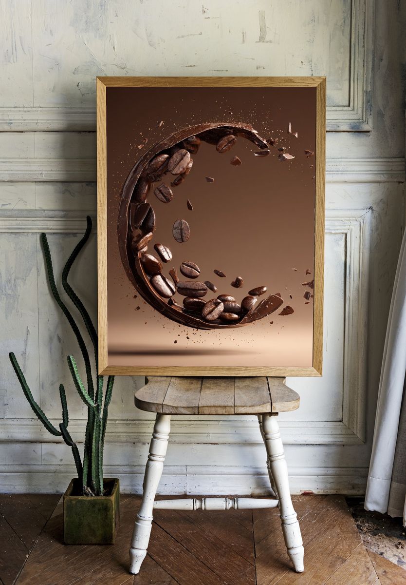 Coffee Bean Splash Typography Poster room preview