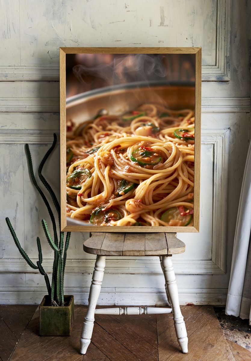 Steaming Pasta Food-Drink Poster. room preview