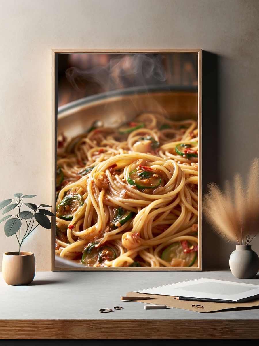 Steaming Pasta Food-Drink Poster. — room view 2