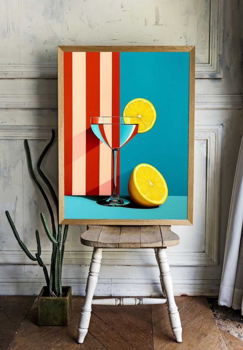 Citrus Cocktail Still Life Print. — room view 1