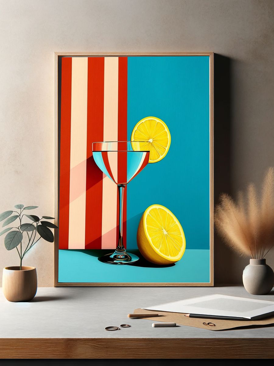 Citrus Cocktail Still Life Print. — room view 2