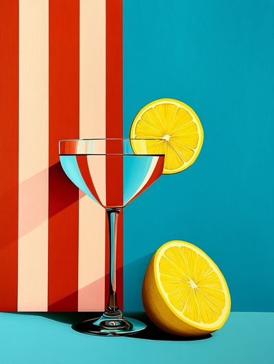 Citrus Cocktail Still Life Print. poster