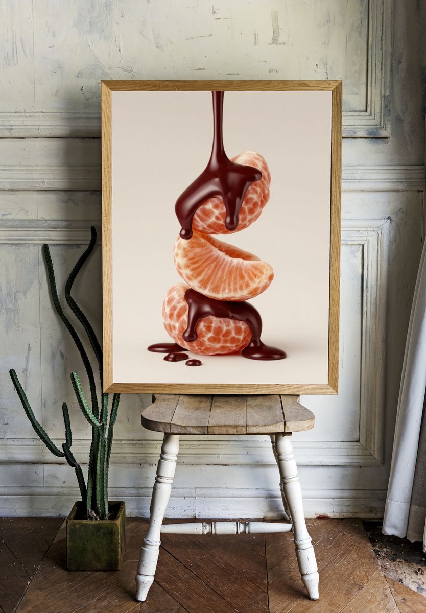 Chocolate Citrus Still Life Poster. room preview