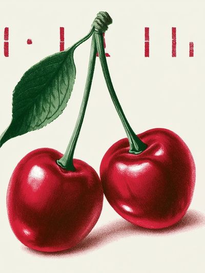 Cherry Still Life Vintage Print. poster
