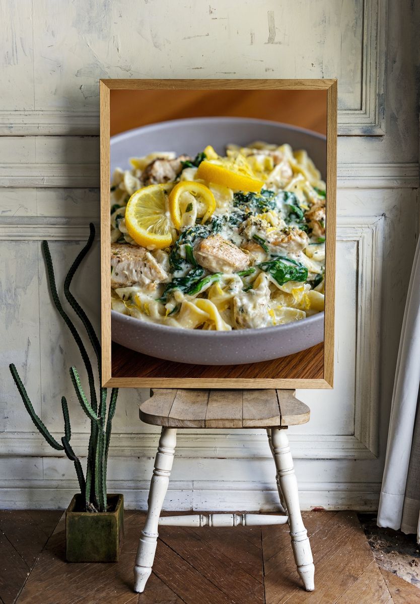 Lemon Chicken Pasta Food-Drink Print. — room view 1