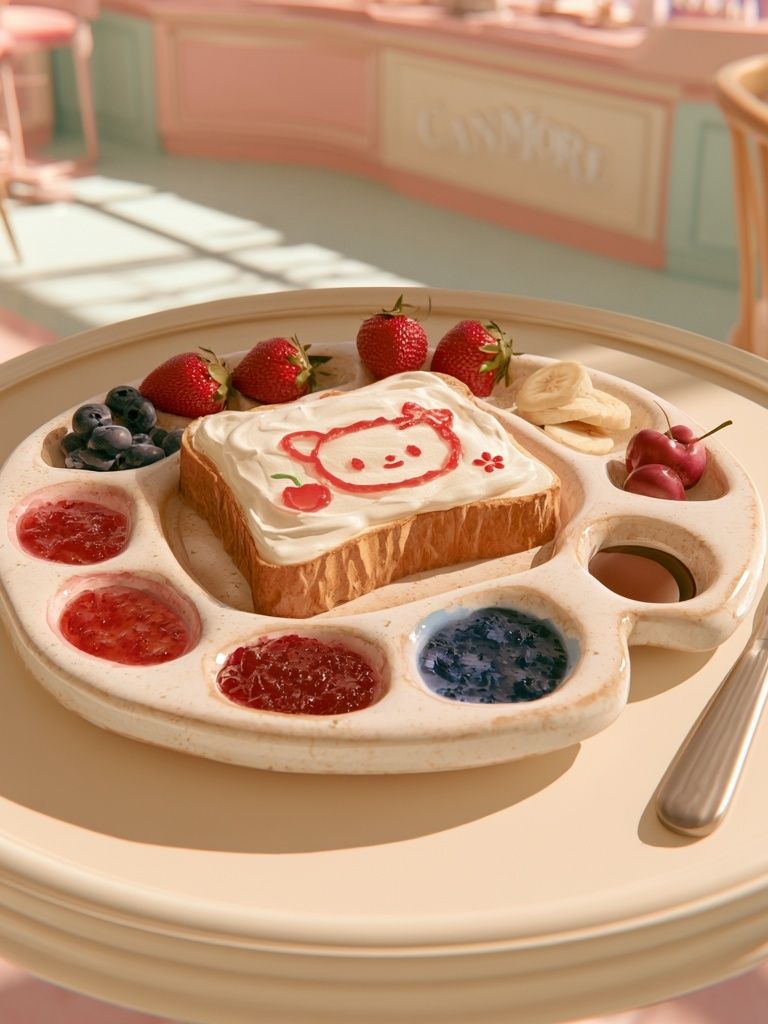 Cute Strawberry Toast Food Drink Poster. poster detail