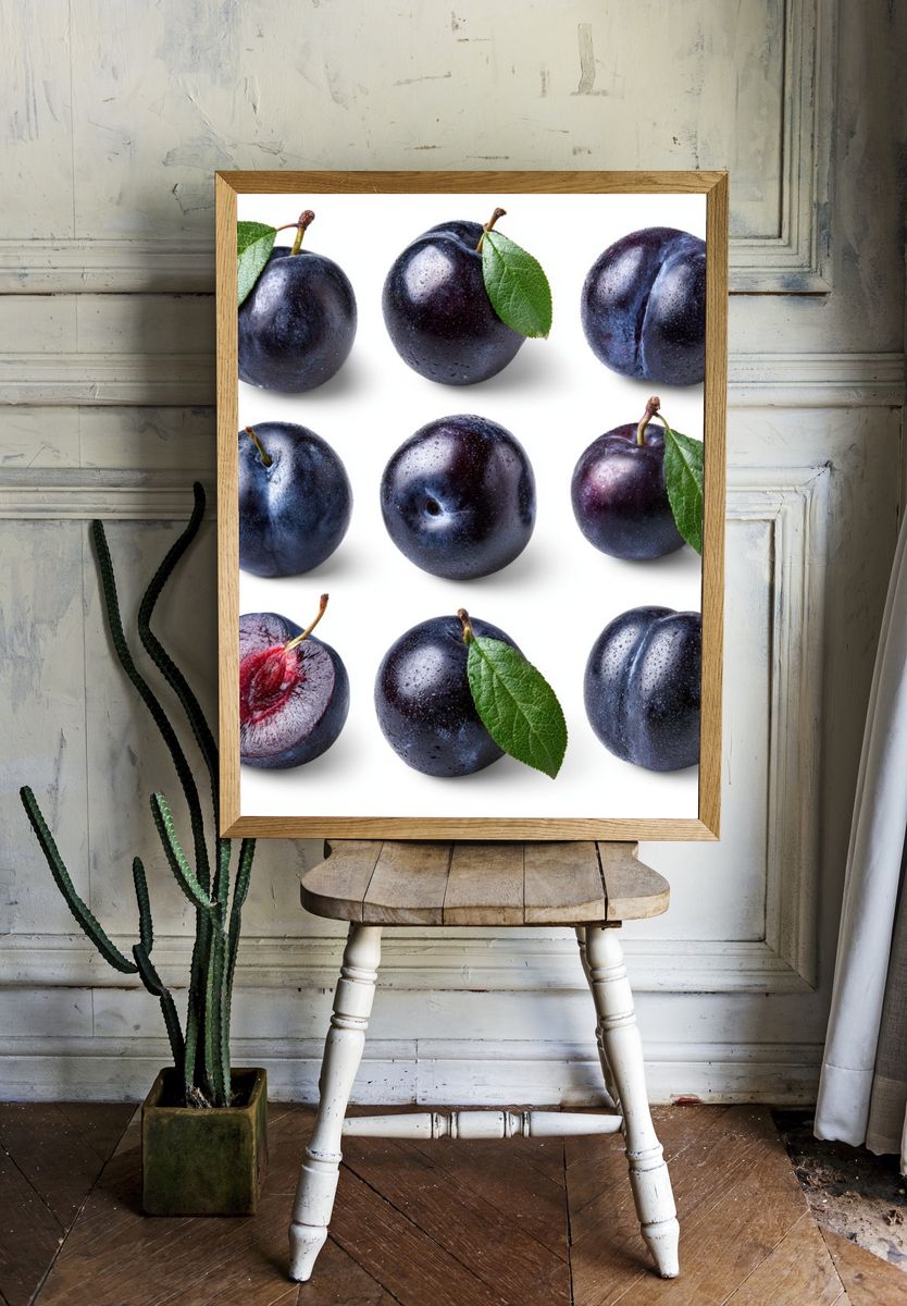 Plum Still Life Photography Poster. room preview