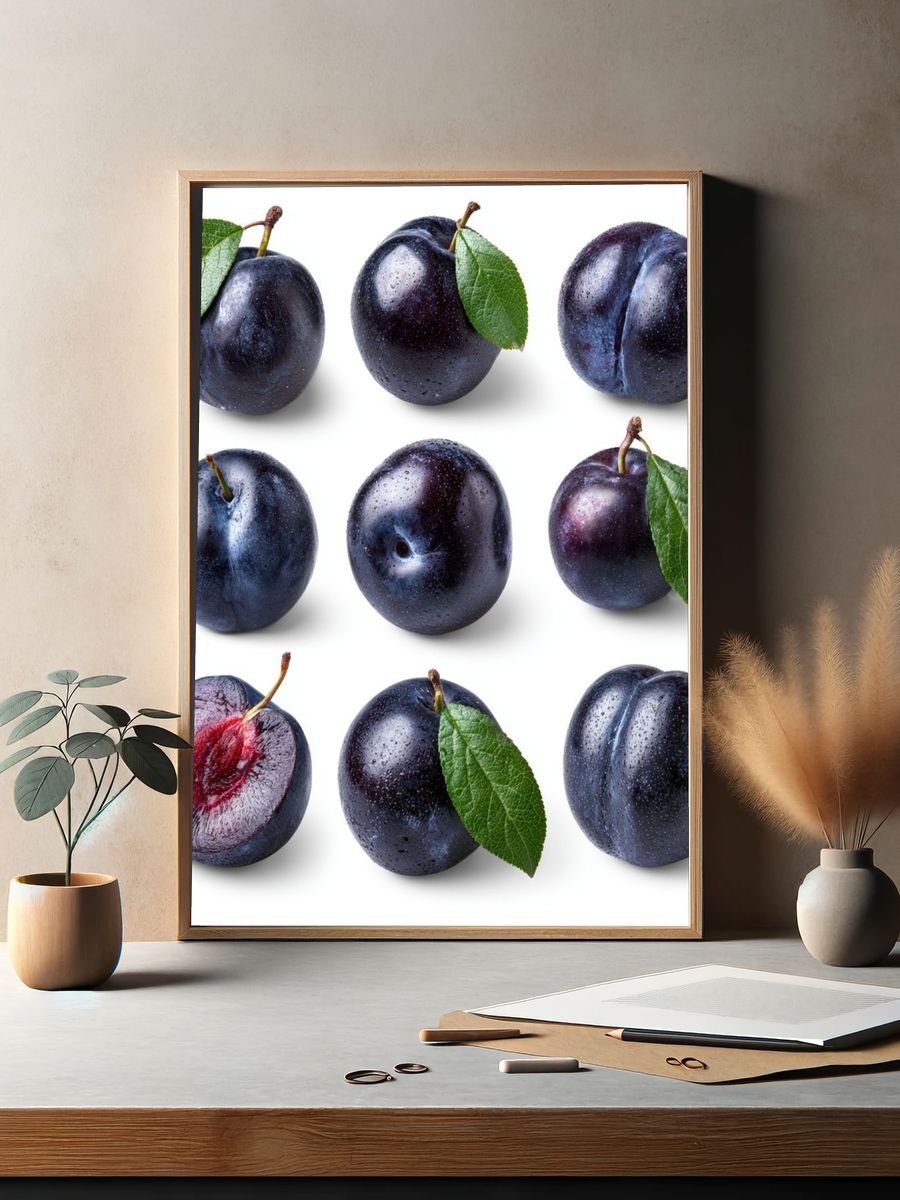 Plum Still Life Photography Poster. — room view 2