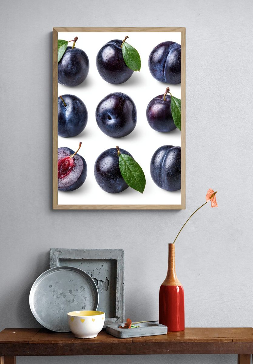 Plum Still Life Photography Poster. — room view 3