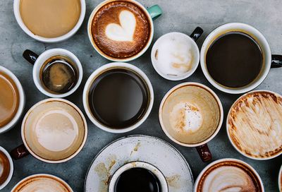 Aerial view of various coffee. poster print