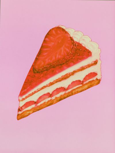 Strawberry Cake Slice Food Poster. poster print