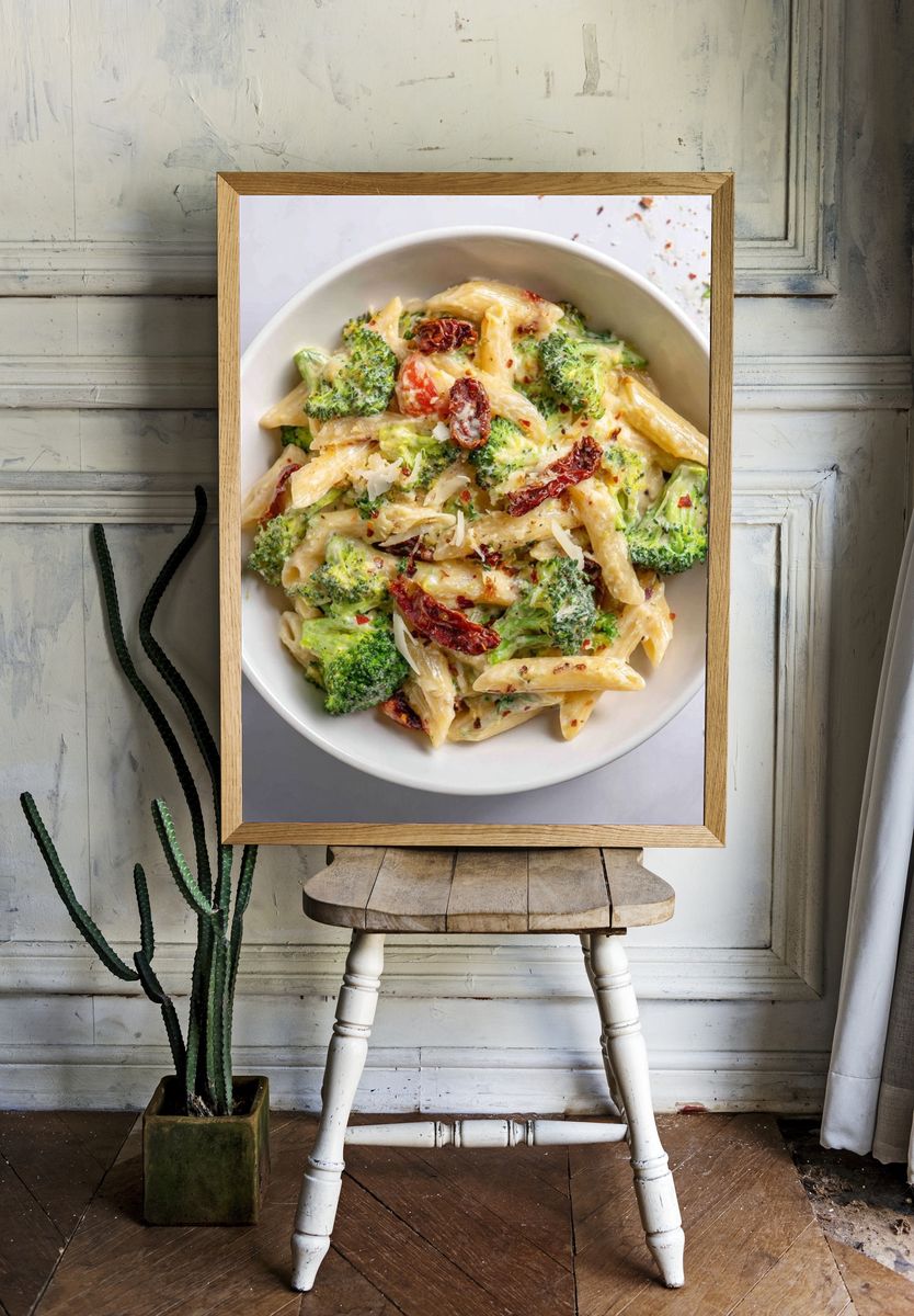 Creamy Broccoli Penne Food Poster. — room view 1