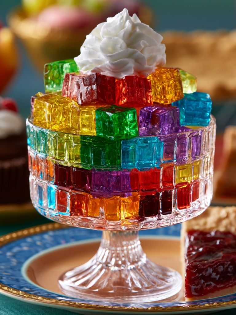 Rainbow Jelly Dessert Photography Poster. poster detail