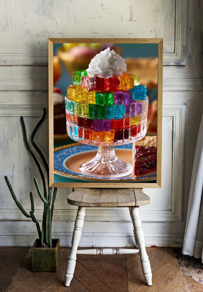 Rainbow Jelly Dessert Photography Poster. — room view 1