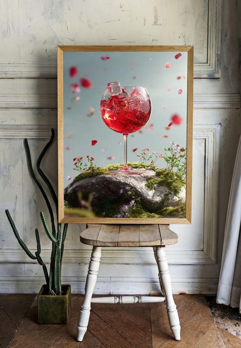 Red Wine Glass Still Life Print. — room view 1
