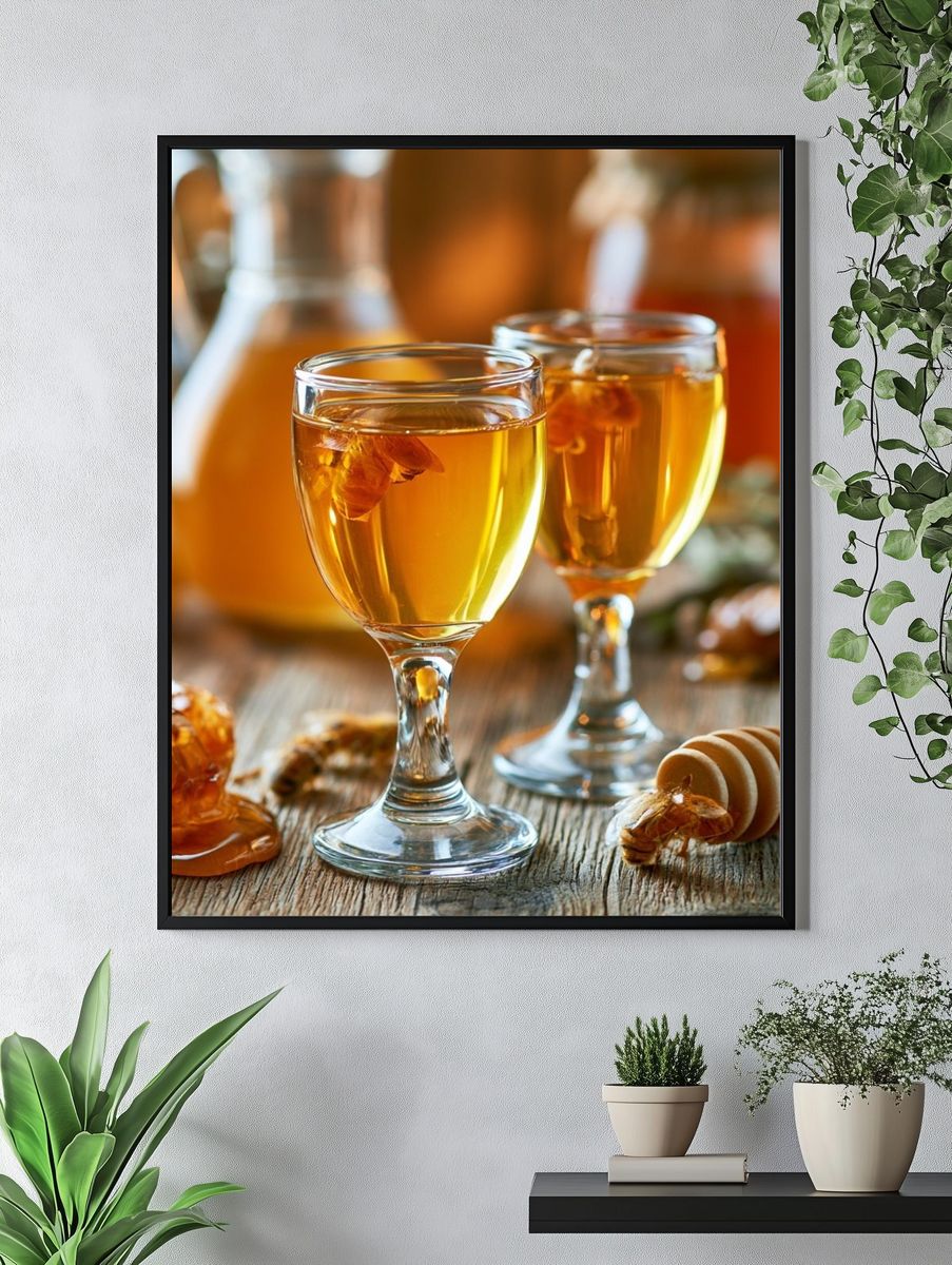 Honey Wine Still Life Poster. — room view 4