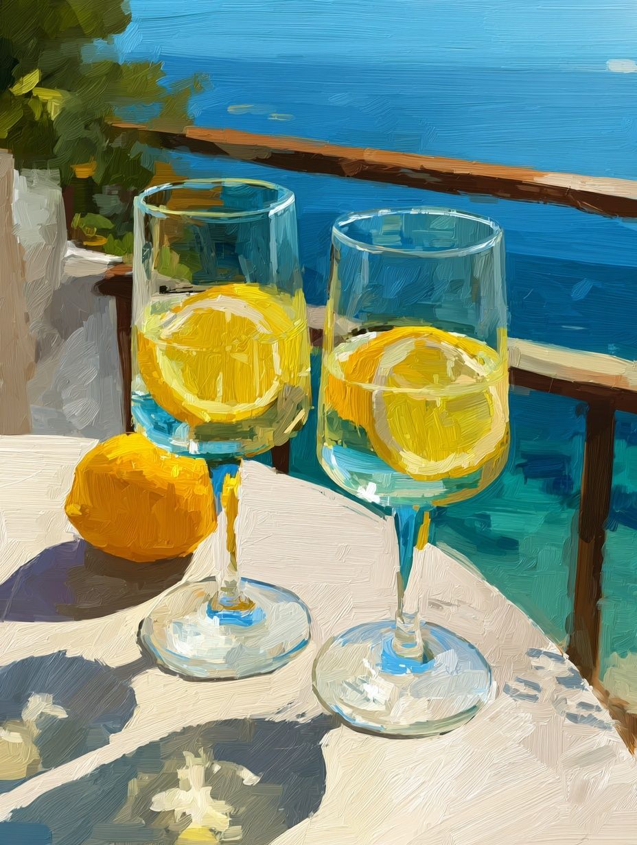 Lemon Spritz by the Sea Print. poster — food-drink art