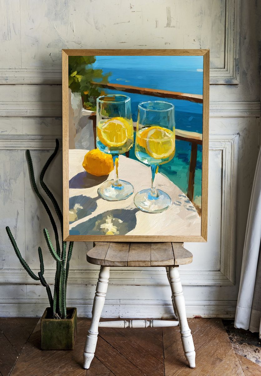 Lemon Spritz by the Sea Print. room preview
