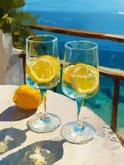 Lemon Spritz by the Sea Print. poster print