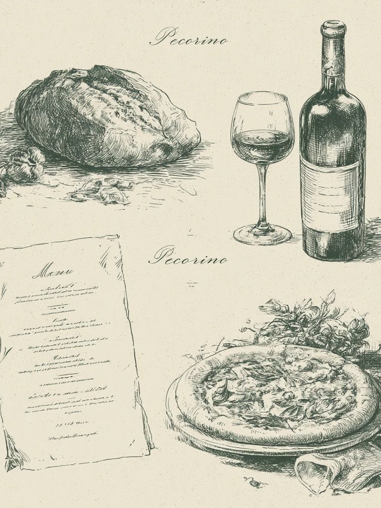 Pecorino Wine Sketch Poster. poster — food-drink art